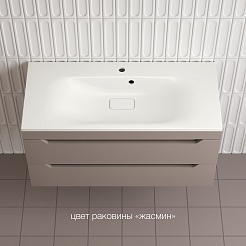 Style Line Тумба с кварцевой раковиной жасмин Остин 100 подвесная тауп темный – фотография-2